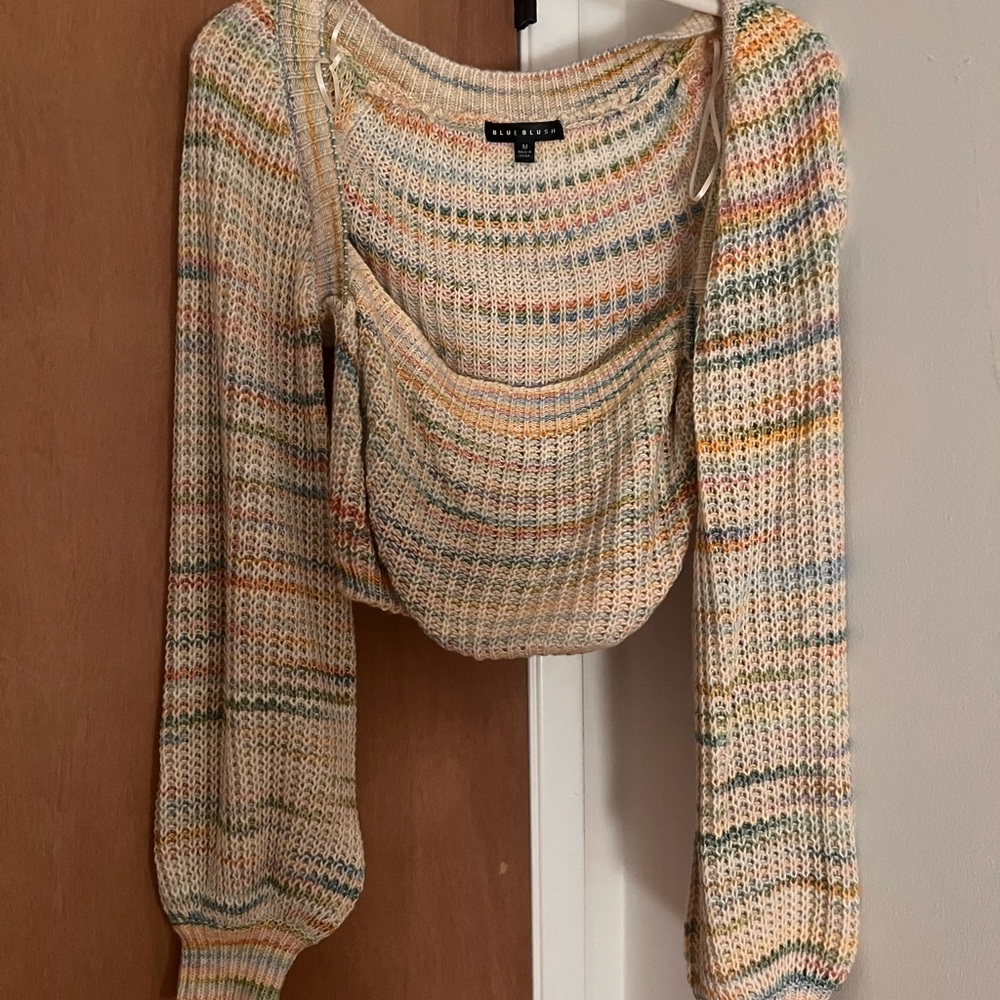 Blue Blush Multicolor Knit Cardigan